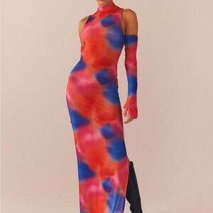 Peppermayo Multicolor Sheer Maxi Dress